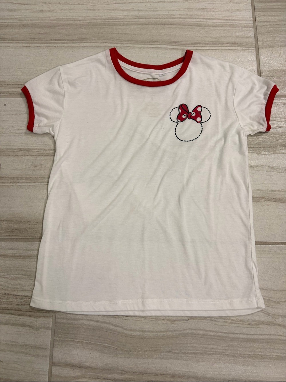 Disney White Tee with Red Accents and Bow Graphic